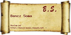 Bencz Soma névjegykártya